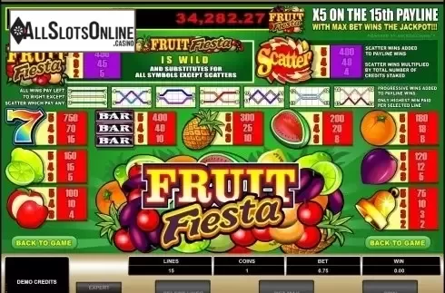 Paytable . Fruit Fiesta 5 Reel from Microgaming