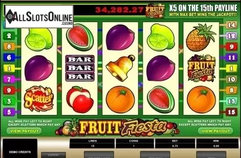 Reels screen. Fruit Fiesta 5 Reel from Microgaming