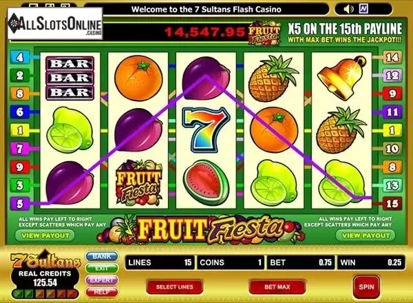 Win screen. Fruit Fiesta 5 Reel from Microgaming