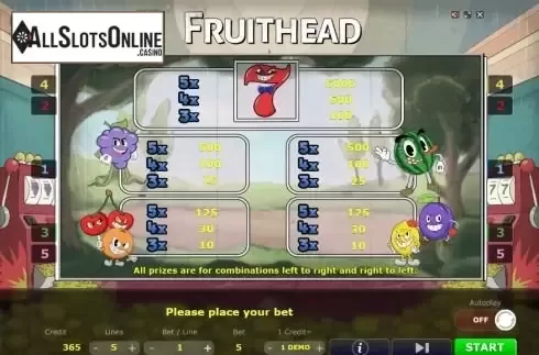 Paytable 1