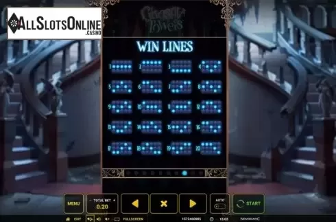 Paytable screen 3. Ghostly Towers from Greentube
