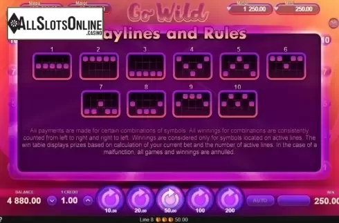 Paylines. Go Wild (Gamzix) from Gamzix