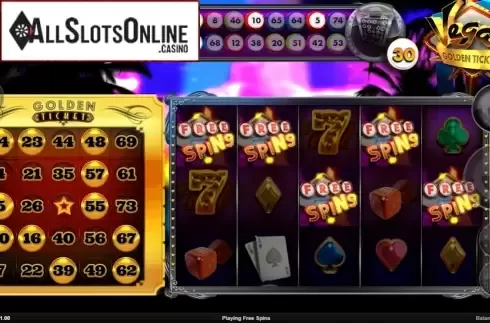Win Screen. Golden Ticket Vegas from Mutuel Play