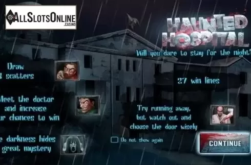 Start Screen. Haunted Hospital from Wazdan