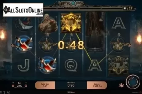 Win Screen. Heroes Rise of the Legend from Spadegaming