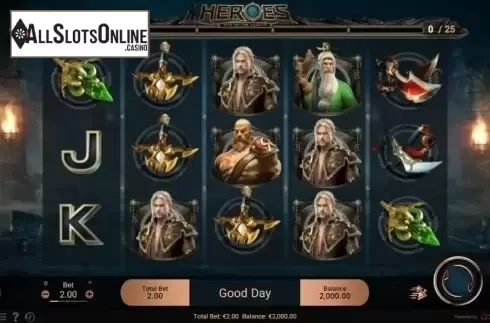 Reel Screen. Heroes Rise of the Legend from Spadegaming