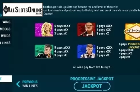 Paytable 1. Hold Up Slots from Slot Factory