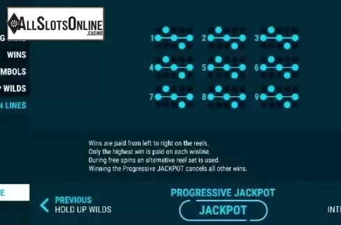 Paytable 5. Hold Up Slots from Slot Factory