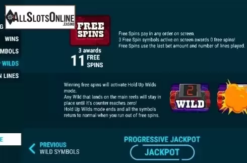 Paytable 4. Hold Up Slots from Slot Factory