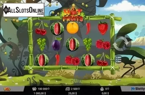 Reels screen. Hot Fruits (MrSlotty) from MrSlotty