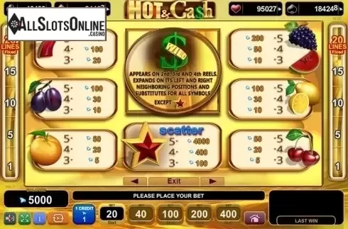 Screen2. Hot & Cash from EGT