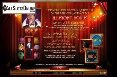 Paytable 1. Illusions 2 from iSoftBet