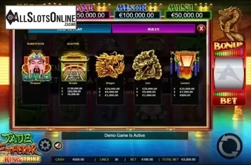 Paytable 1. Jade Emperor (Ainsworth) from Ainsworth