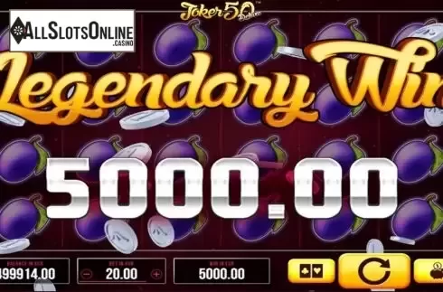 Legendary Win screen. Joker 50 Deluxe from SYNOT