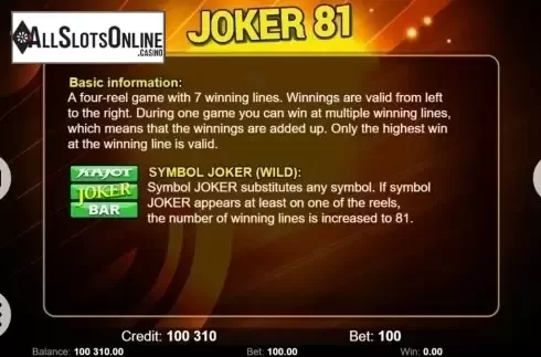 Features. Joker 81 from KAJOT