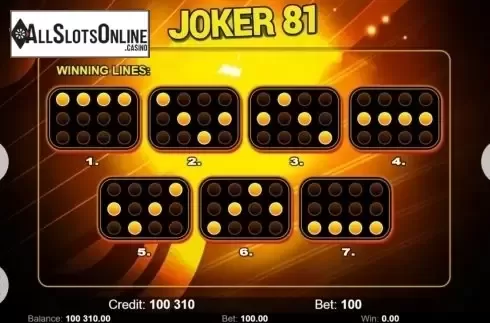 Paylines. Joker 81 from KAJOT