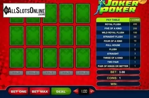 Reels screen. Joker Poker 3 Hands from GVG