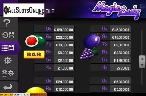 Paytable screen 2. Magic Lady from Apollo Games