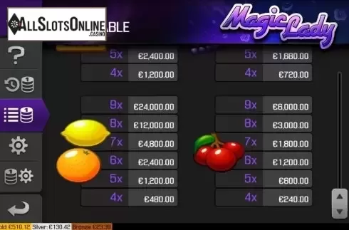 Paytable screen 3. Magic Lady from Apollo Games