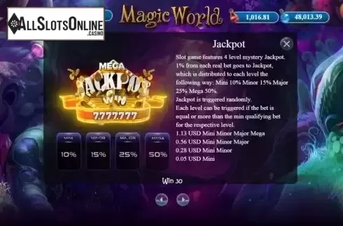 Jackpot screen