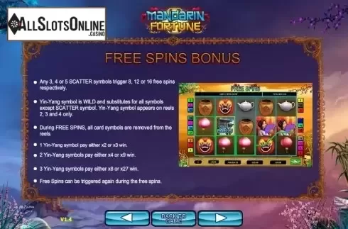 Paytable 3. Mandarin fortune from 2by2 Gaming