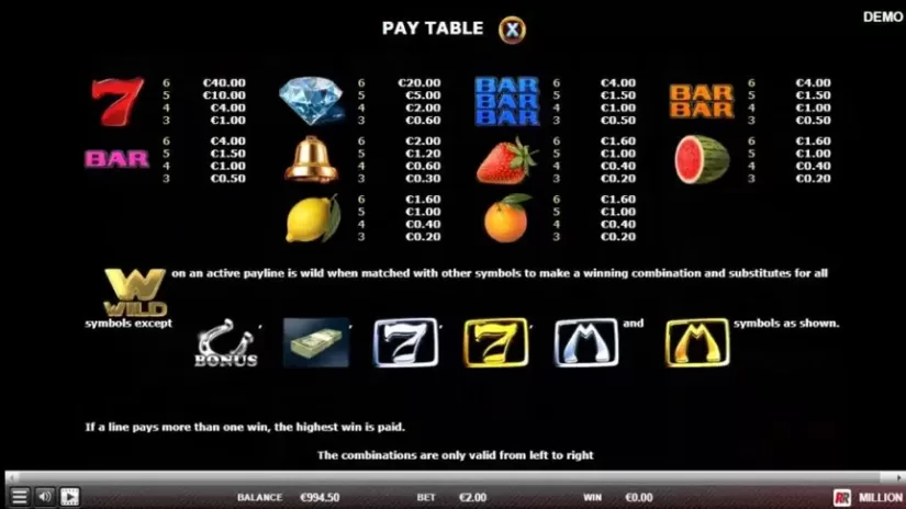 Million 7 slot screenshot 2
