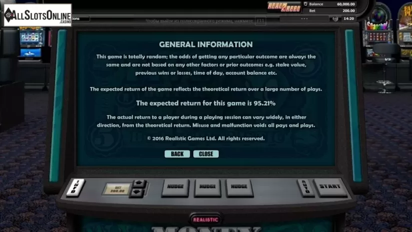 Paytable 5. Money Matrix from Realistic