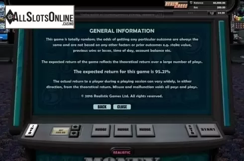 Paytable 5. Money Matrix from Realistic