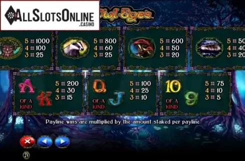 Paytable 2. Owl Eyes from NextGen