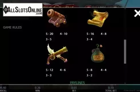 Paytable screen 2