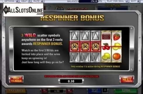 Screen3. Respinner from Ash Gaming