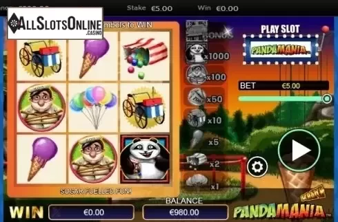 Reel screen. Scratch Pandamania from NextGen
