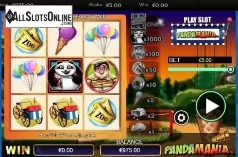 Reel screen. Scratch Pandamania from NextGen