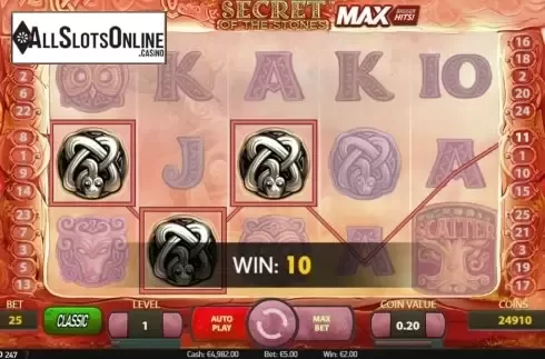 Win Screen 1. Secret of the Stones MAX from NetEnt