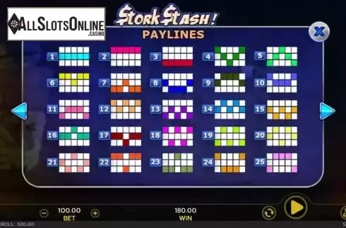 Paylines screen