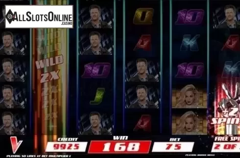 Reel +2 Spins screen. The Voice Video Slots from IGT