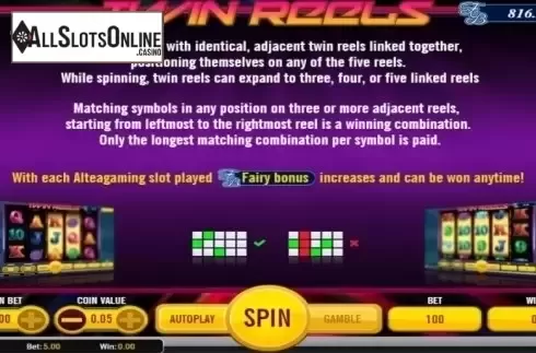 Paytable 2. Twin Reels from AlteaGaming