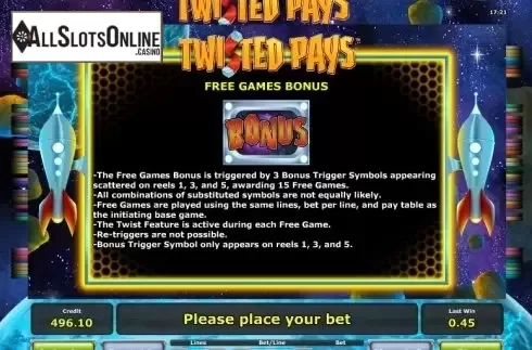 Paytable 3. Twisted Pays from Greentube