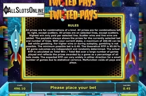 Paytable 4. Twisted Pays from Greentube
