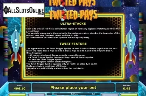 Paytable 2. Twisted Pays from Greentube
