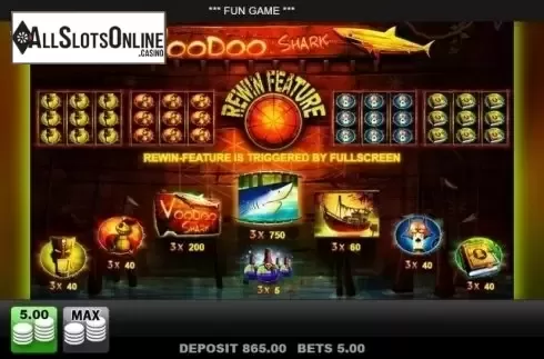 Paytable. Voodoo Shark from Merkur