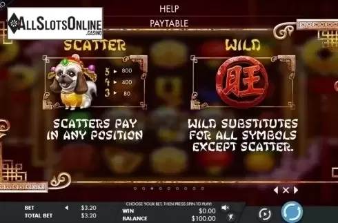 Paytable. Year of the Dog (Genesis) from Genesis