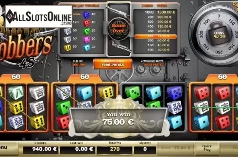 Win Screen 2. Bank Robbers 3S from Air Dice