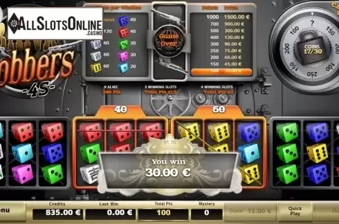 Win Screen 4. Bank Robbers 3S from Air Dice