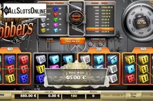 Win Screen 3. Bank Robbers 3S from Air Dice