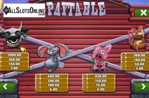 Paytable 1. Barn Kings 2 from PlayPearls