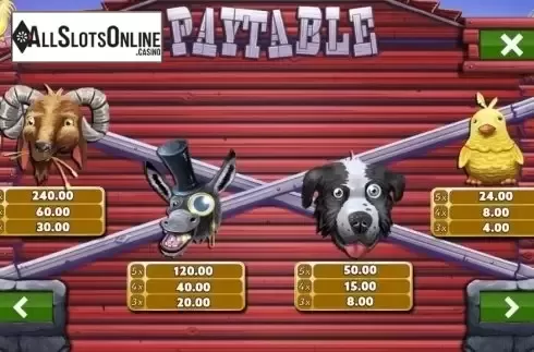 Paytable 2. Barn Kings 2 from PlayPearls