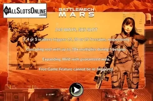 Features screen. Battlemech Mars from Maverick