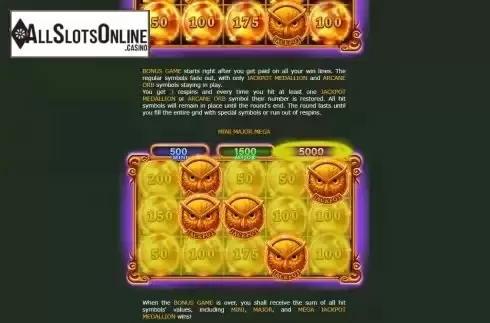 Bonus Game screen