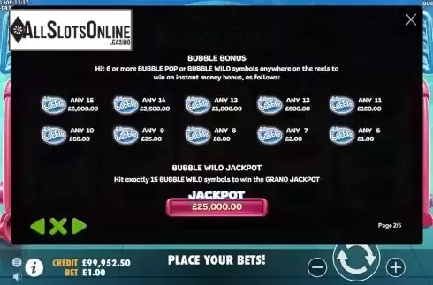 Bubble Bonus Feature Screen